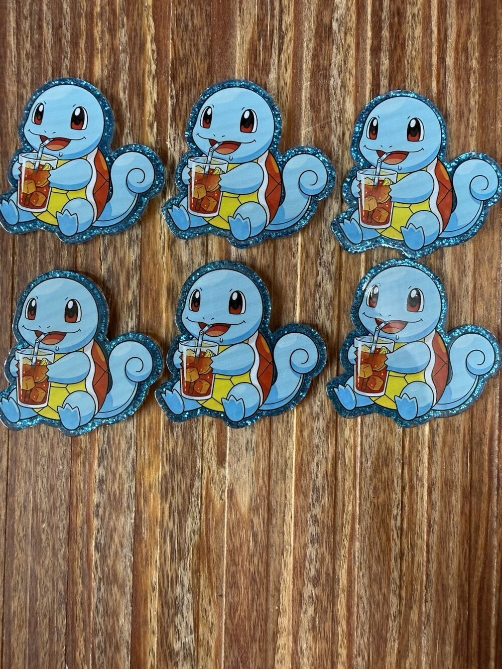 6 Pc Squirtle Acrylic Flatbacks